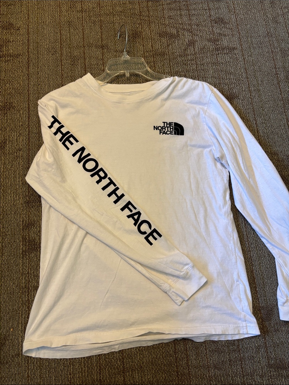 The North Face Long Sleeve Logo Tee - White with Black Logo
